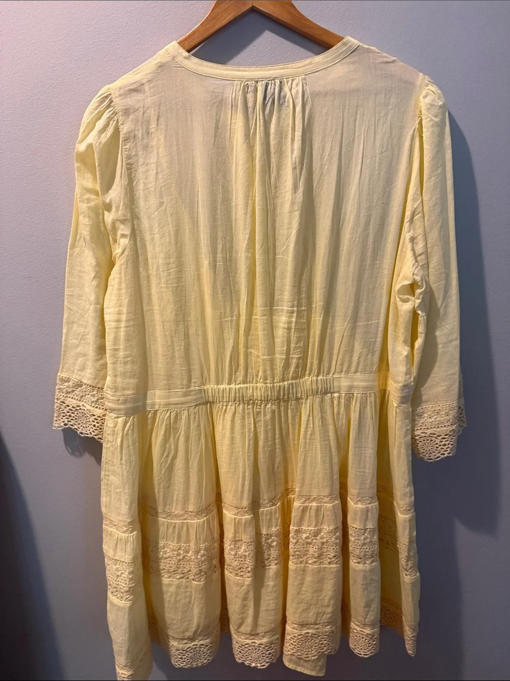 GAP Pale Yellow Lace-Trim Peasant Tunic Dress - Picture 3 of 3